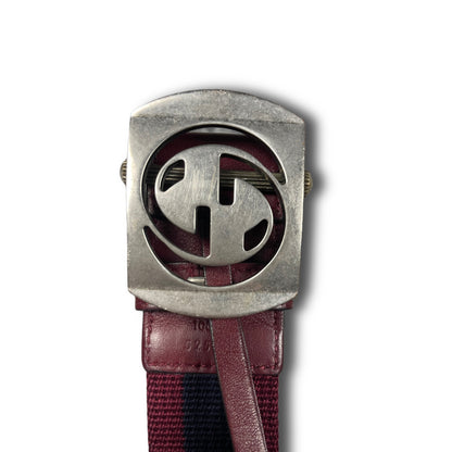 Gucci Vintage GG Belt navy bordeaux