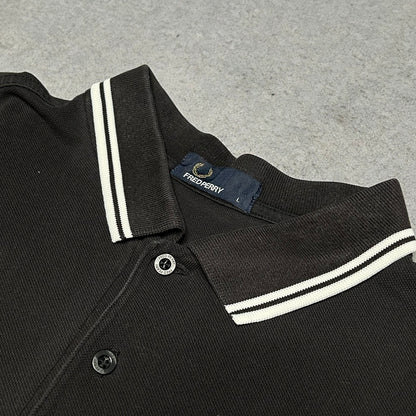 Fred Perry Twin Tipped Pique Polo Shirt Black (L)