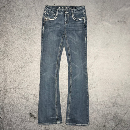 LA Idol Y2K Low Waist Bootcut Jeans Rare Gemstone Details (29/34)