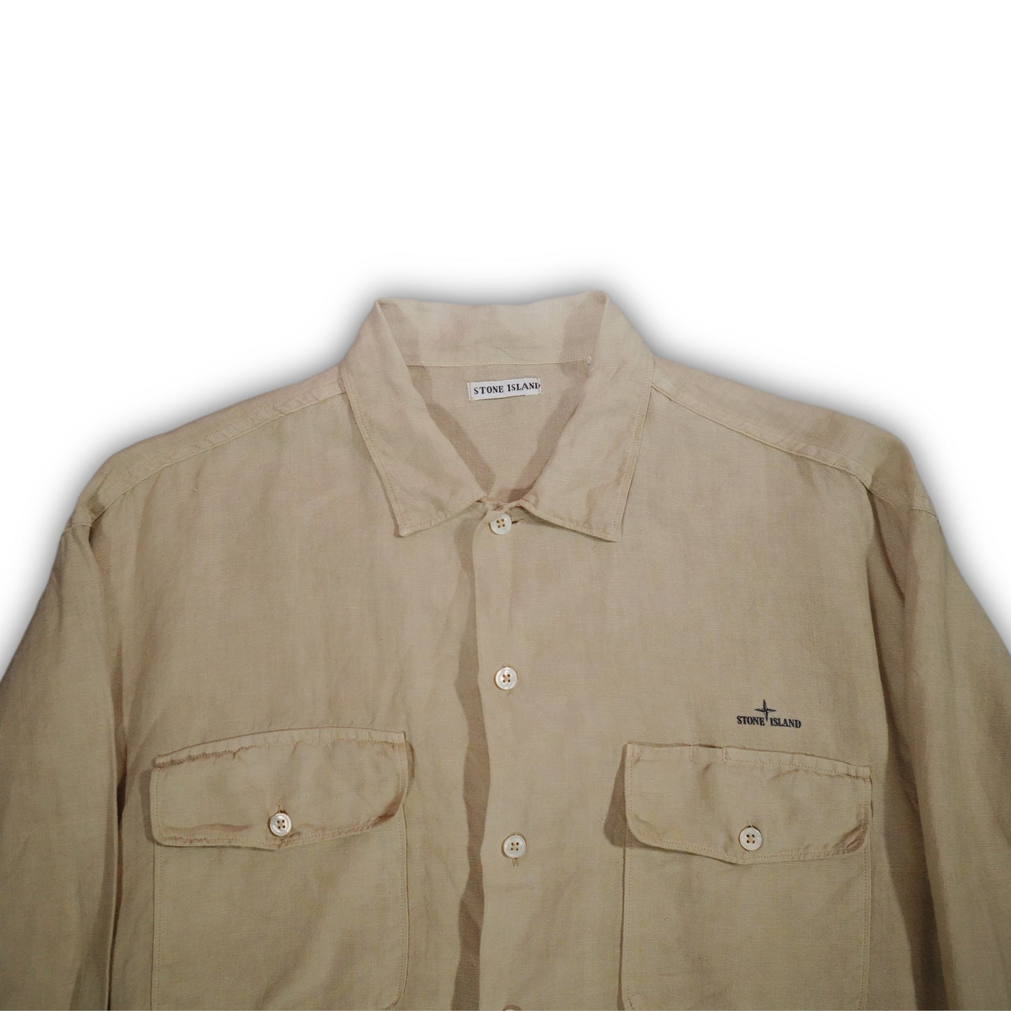 Stone Island 80s Rare Linen Shirt Vintage Beige (L)