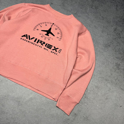 Avirex USA Vintage Boxy Crewneck Sweatshirt Spellout pink (S)
