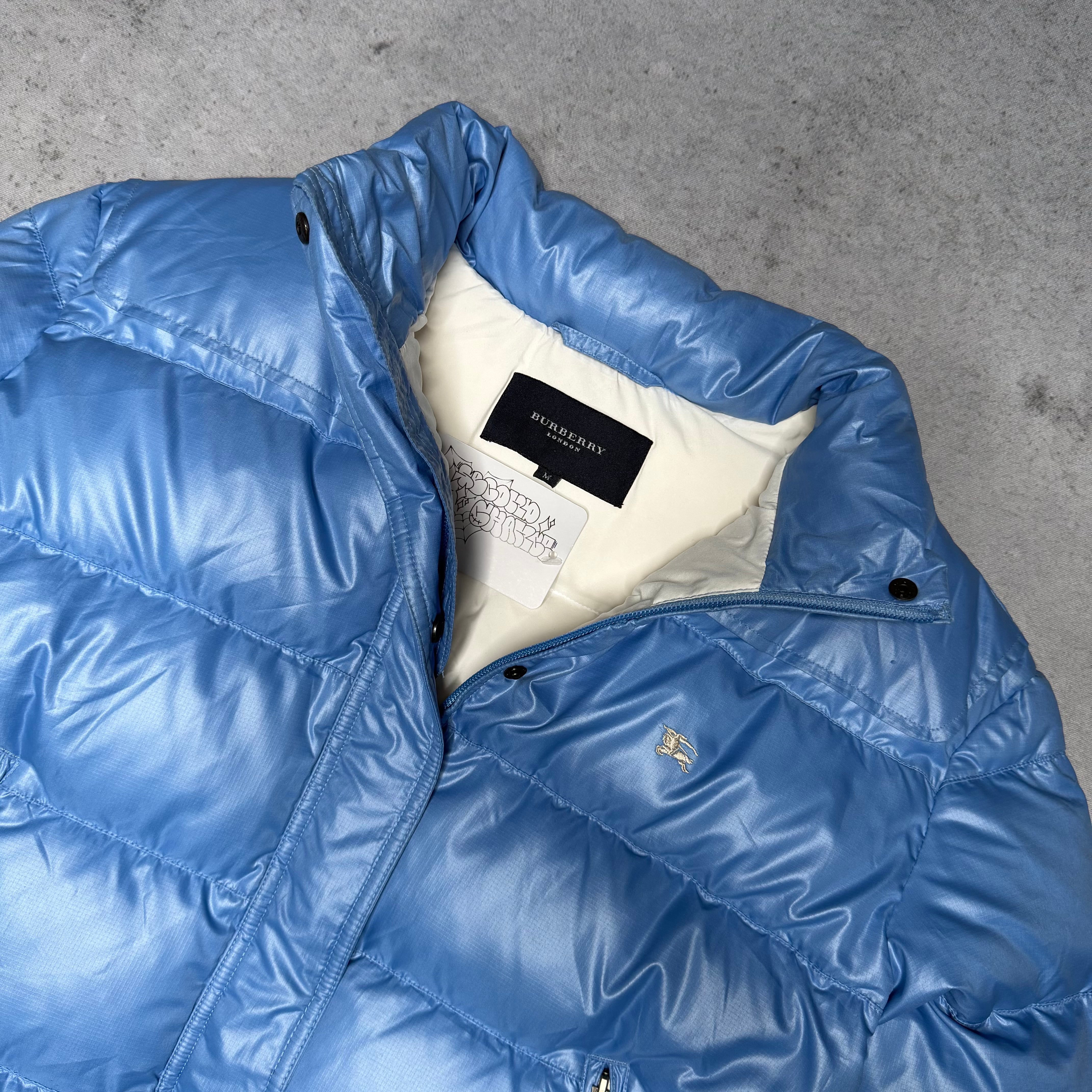 Burberry 00s Women's Cropped Puffer Jacket baby blue (M