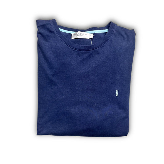 90's Yves Saint Laurent YSL Summer Tee Shirt navy baby blue