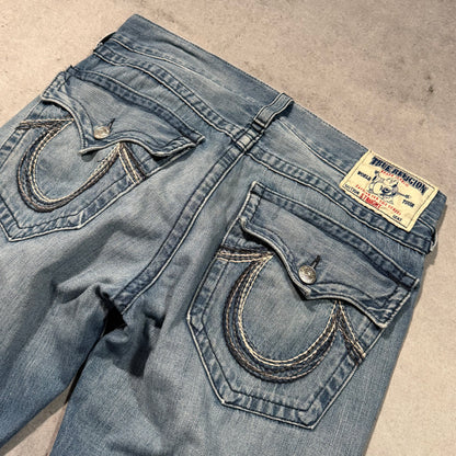 True Religion Y2K Straight Jeans Rainbow Stitch distressed (34)