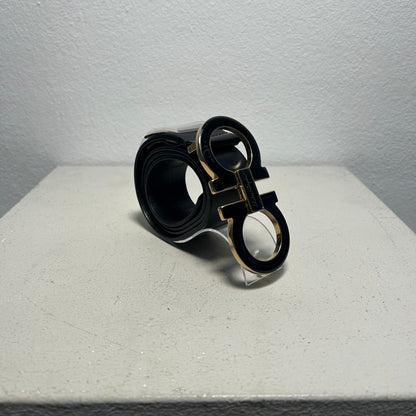 Salvatore Ferragamo Gancini Big Buckle Belt black gold (90)