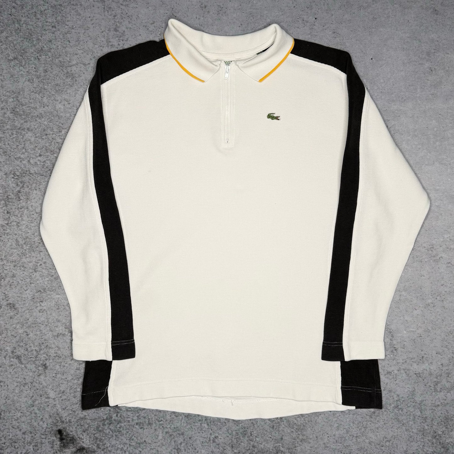 Lacoste Sport 00s Longsleeve Polo Quarter Zip Sweater white black (fits M)