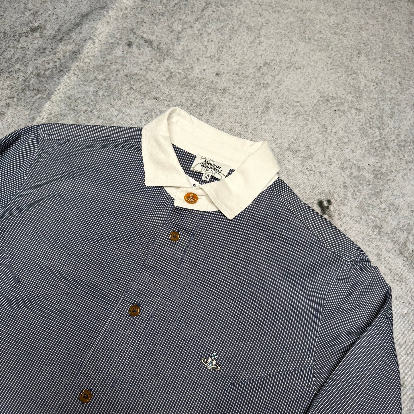 Vivienne Westwood Vintage Longsleeve Polo Shirt blue white (50 fits S)