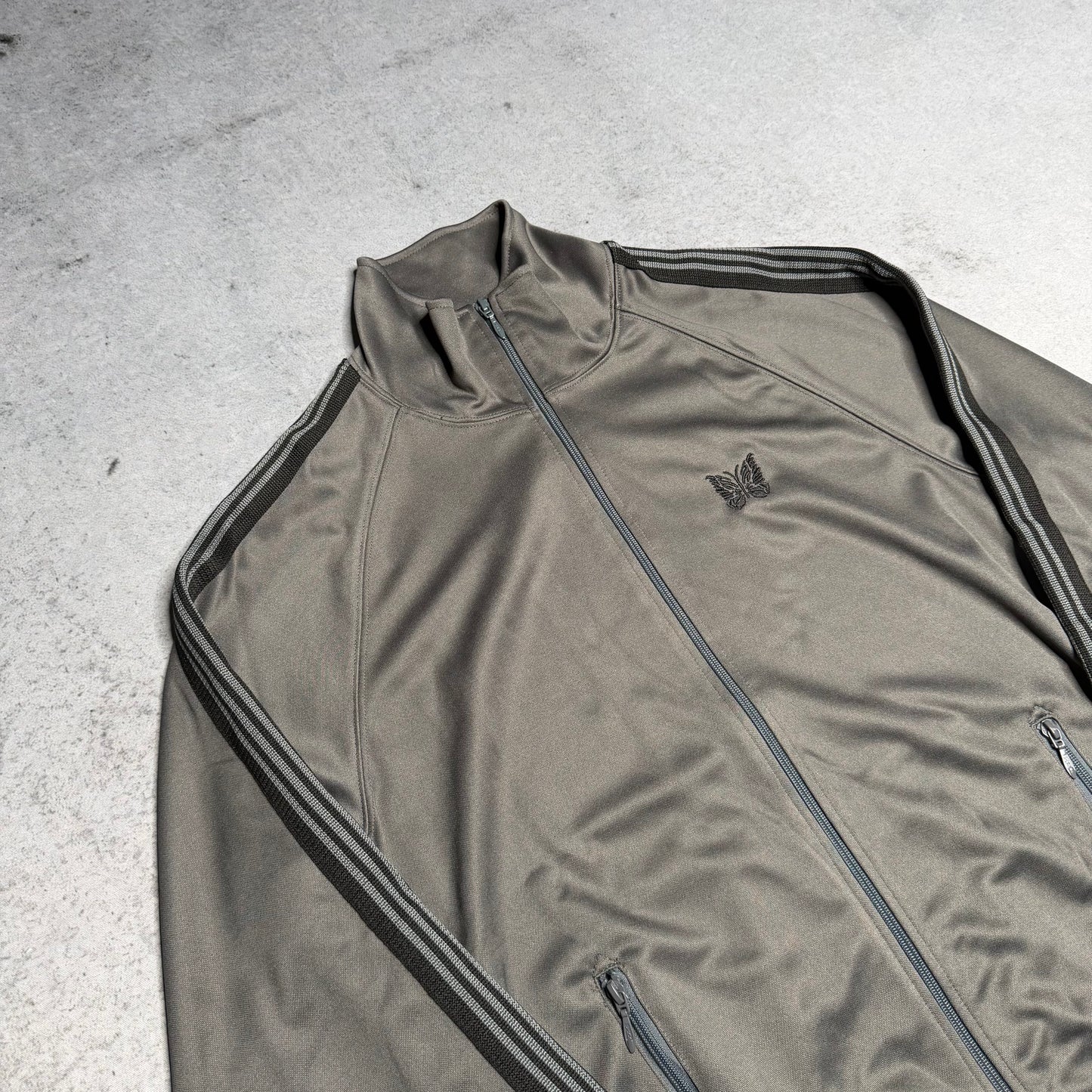 Needles Japan Poly Smooth Track Jacket Grey Black (XL)