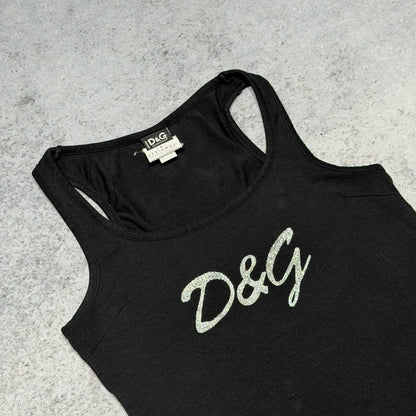 Dolce & Gabbana Y2K Logo Tank Top black silver (fits womens M)