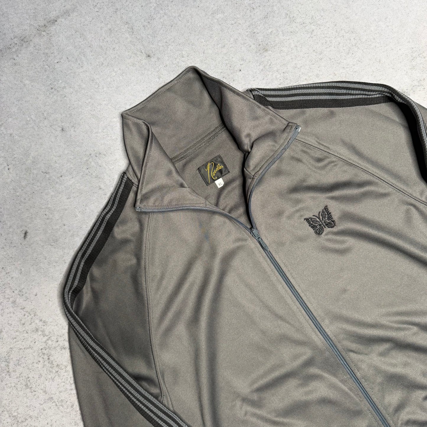 Needles Japan Poly Smooth Track Jacket Grey Black (XL)
