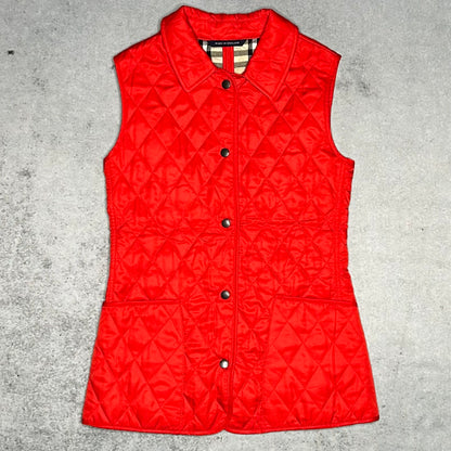 Burberry Vintage Womens Quilted Gilet Vest red (S)