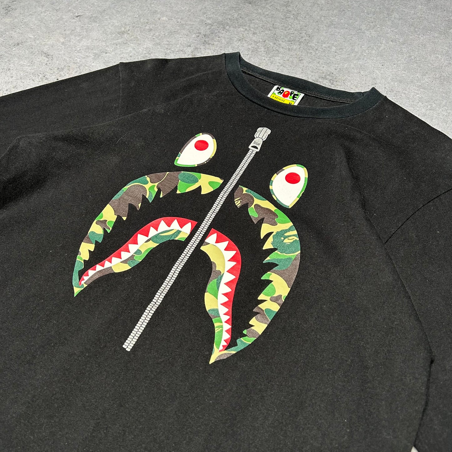 A Bathing Ape BAPE Camo Shark Longsleeve Shirt (M)