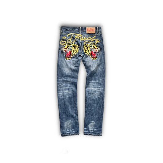 Ed Hardy 2000s Spellout Tiger Backprint Jeans (30)