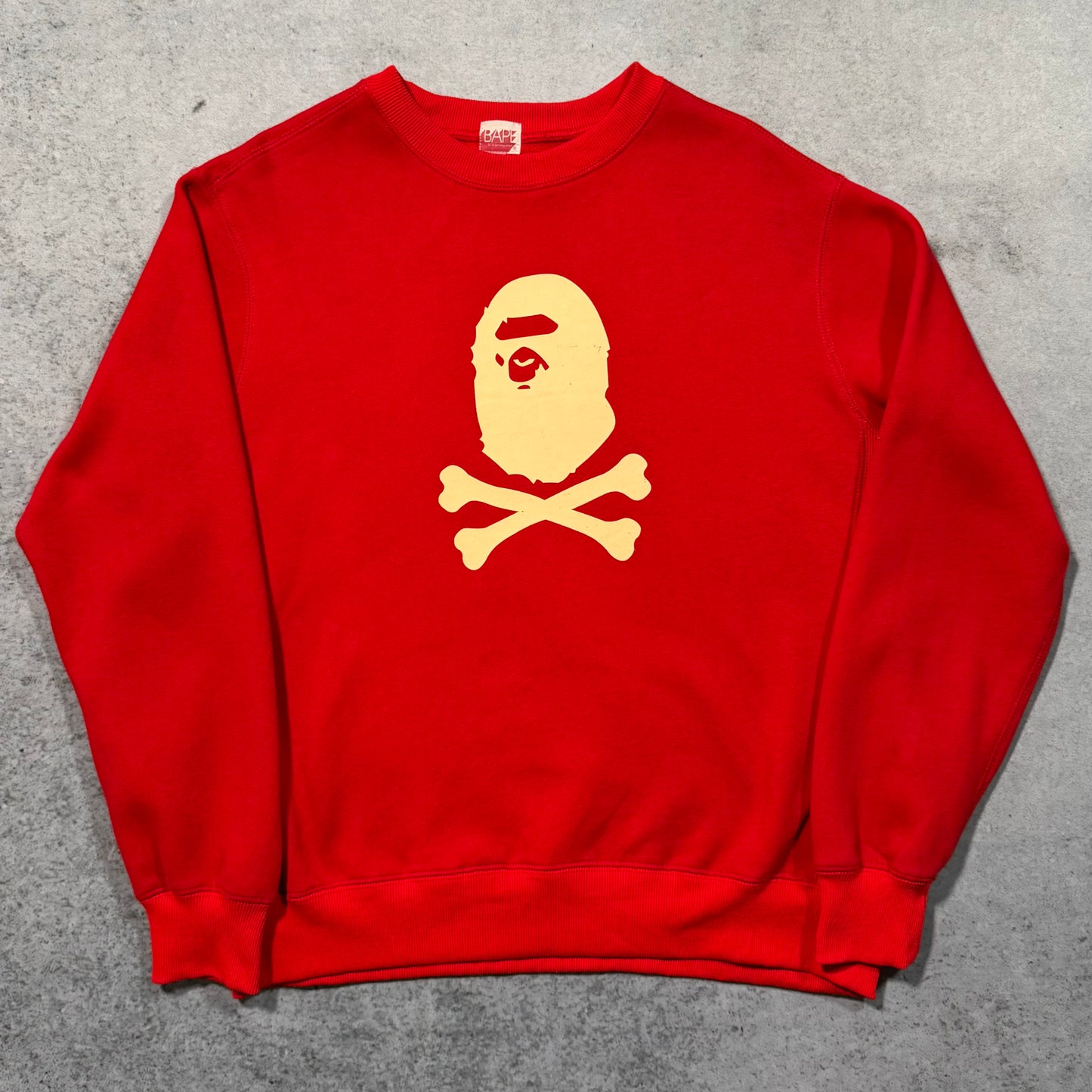 BAPE 00s OG Crossbones Crewneck Sweater Red Archive (M)