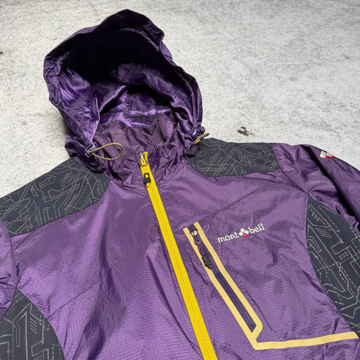 Montbell Japan Vintage 90s Rare OG Shell Jacket purple yellow (S)
