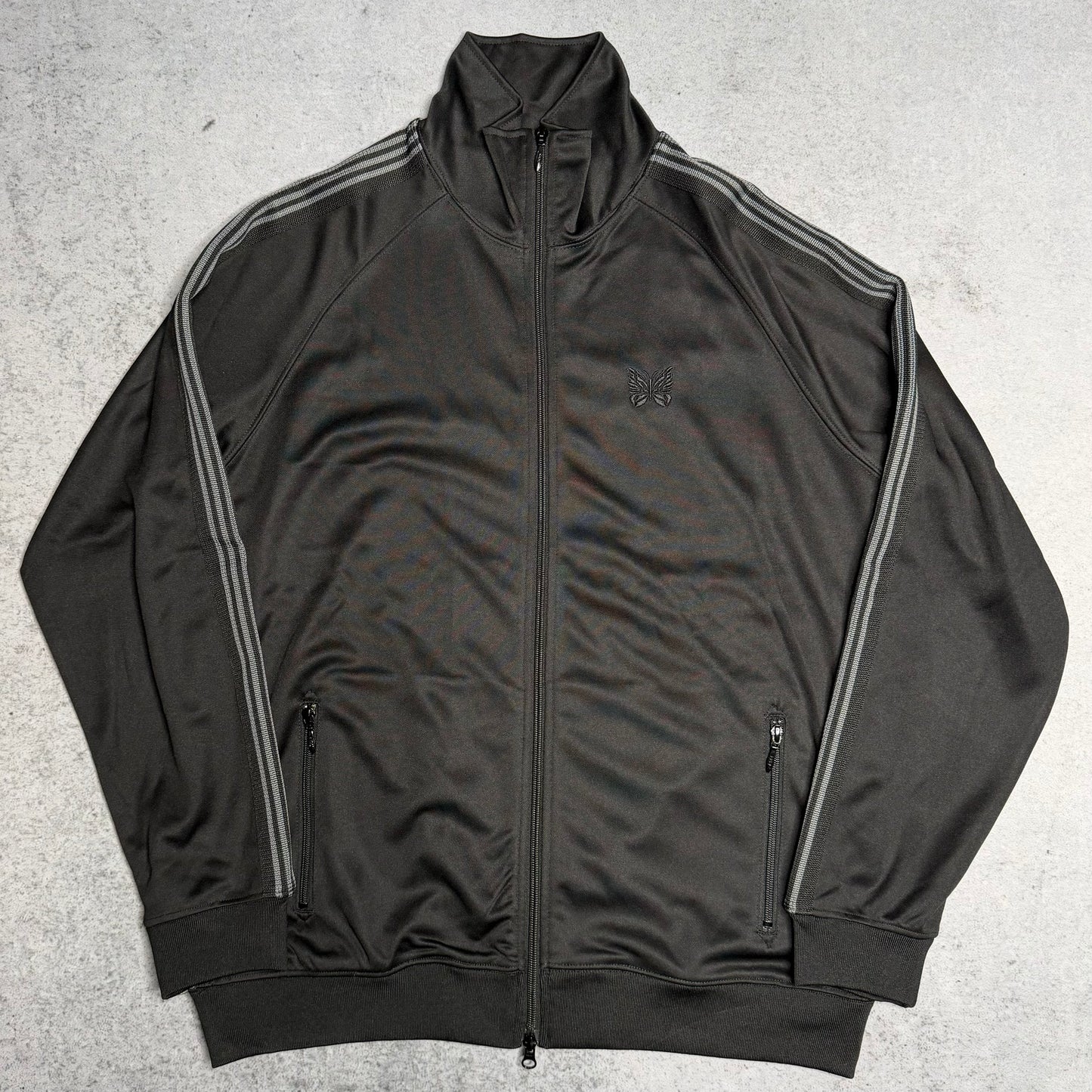 Needles Japan Poly Smooth Track Jacket Black Grey (XL)