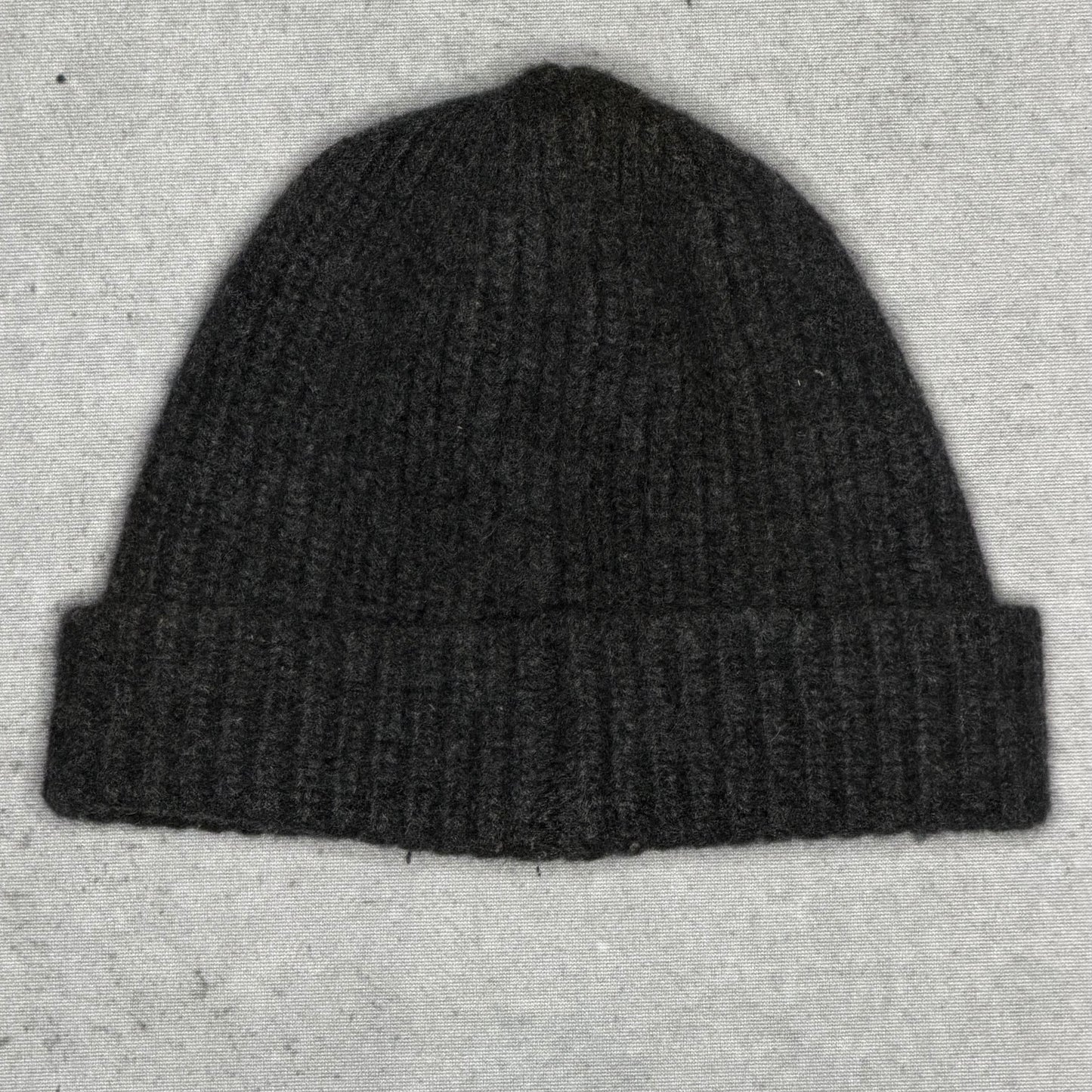 Stone Island Ribbed Knit Beanie Hat Compass Patch Dark Grey
