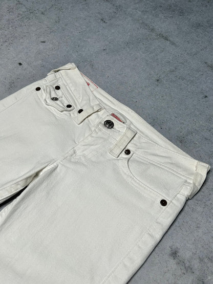 True Religion Vintage 2000s Joey Bootcut Flared Low Waist Jeans all white (27)