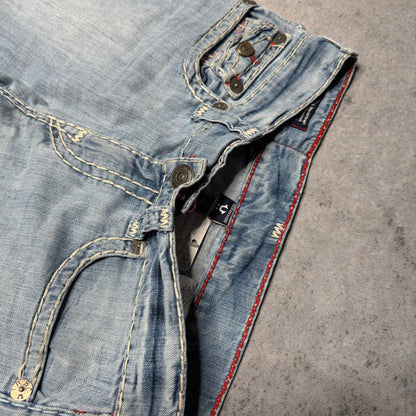 True Religion Vintage Ricky Super T Jeans w/ Flap light blue pink horseshoe (31)