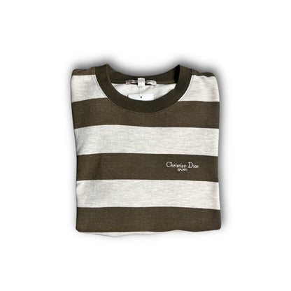 90s Christian Dior Vintage Striped thick T-Shirt (M)