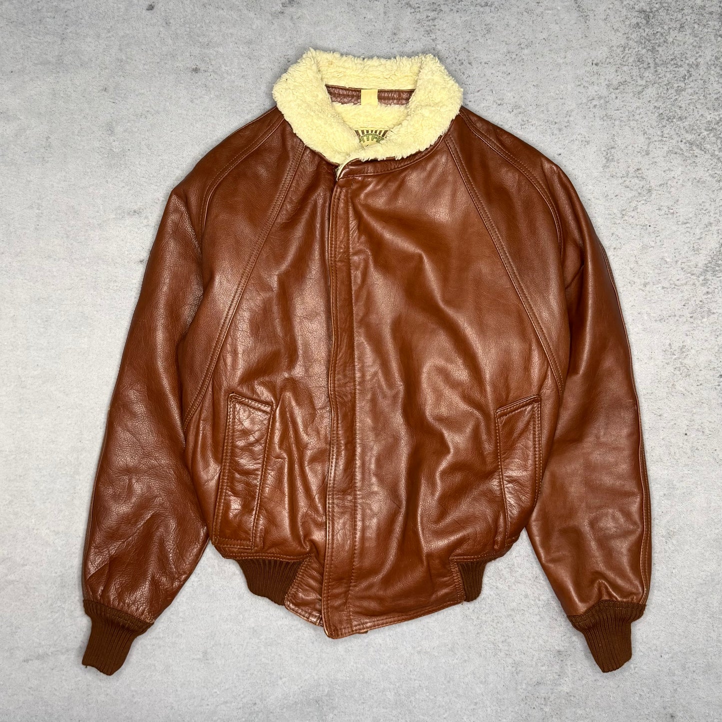 Spitfire Vintage Sherling Aviator Leather Bomber jacket brown (M)