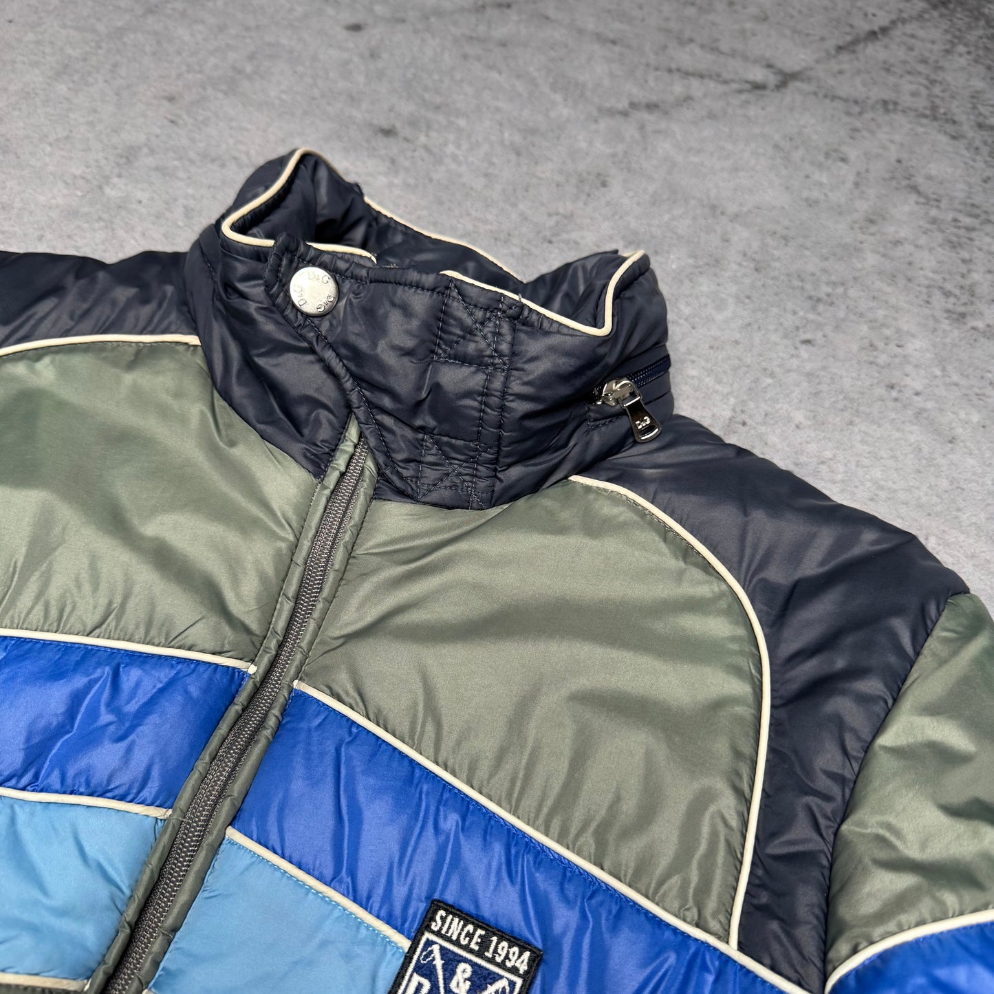 Dolce & Gabbana Archive Hooded Ski Puffer Jacket grey blue (S)