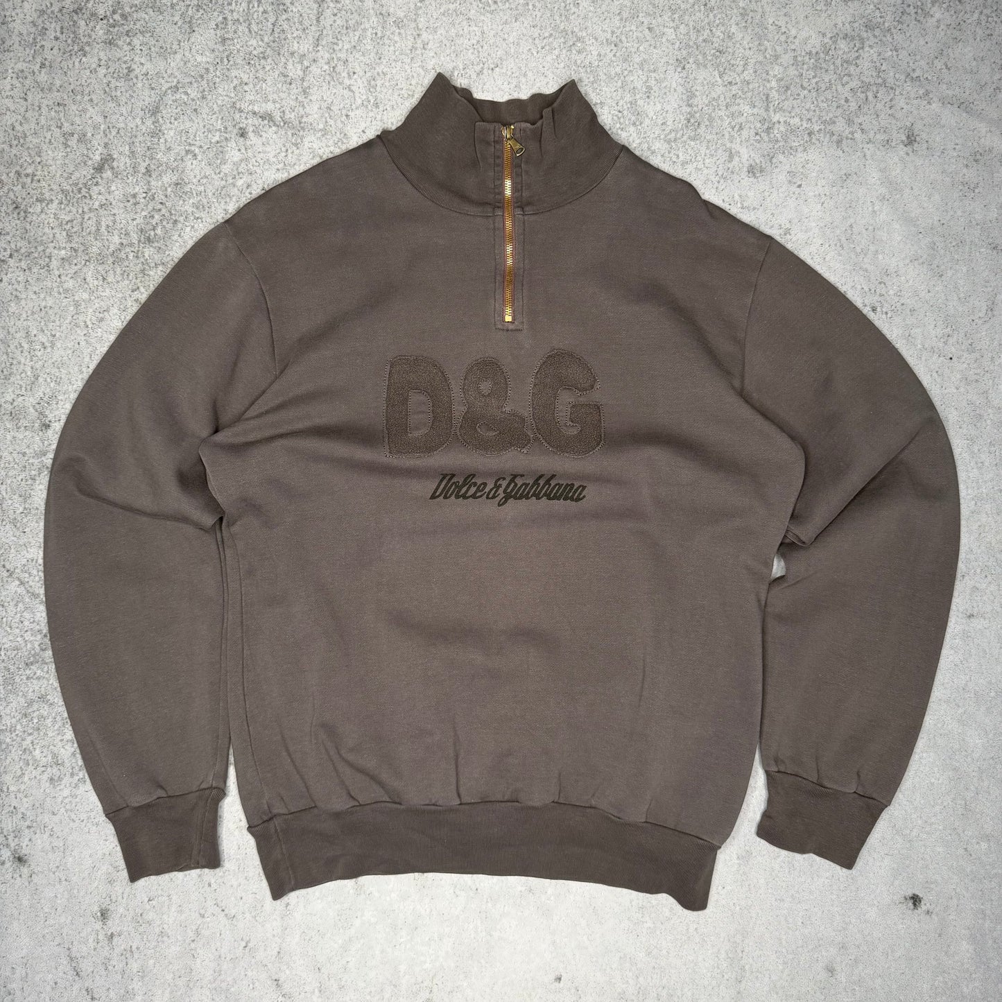 Dolce Gabbana 00s Quarter Zip Sweater Logo Embroidery (L)