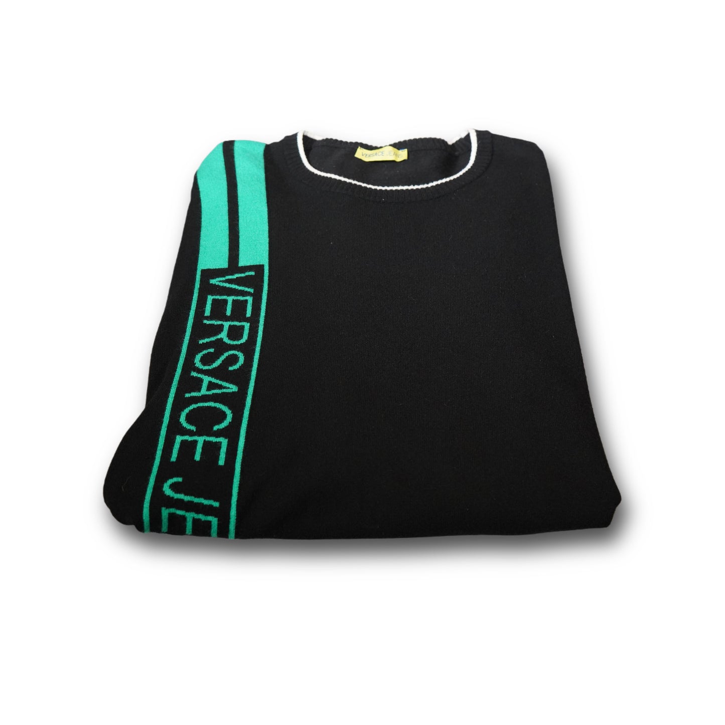 Versace Jeans Knit Sweater Black Vertical Spell Out (M)