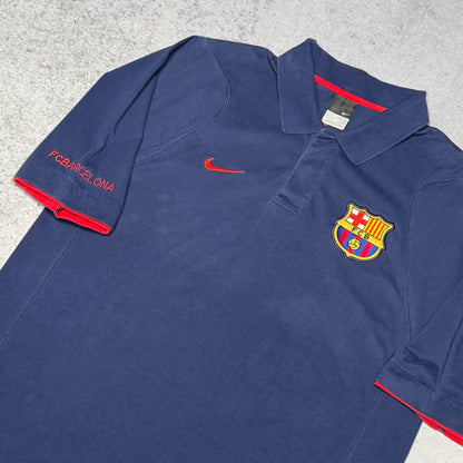 Nike Early 00s FC Barcelona Polo Shirt navy blue red (L)