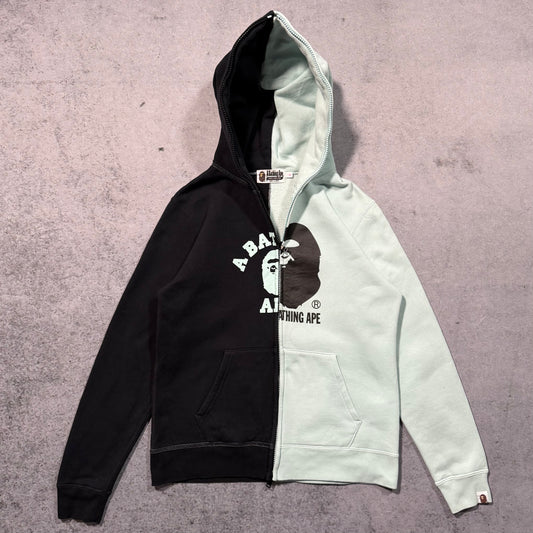BAPE Y2K College Split Ape Logo Full Zip Hoodie (S fits XS)