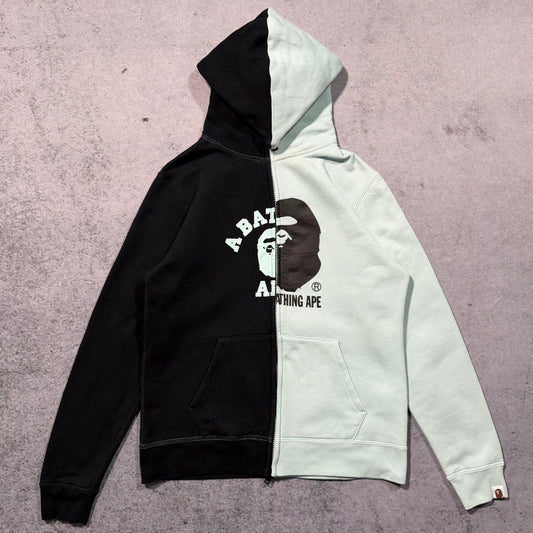 BAPE Y2K College Split Ape Logo Full Zip Hoodie (S fits XS)