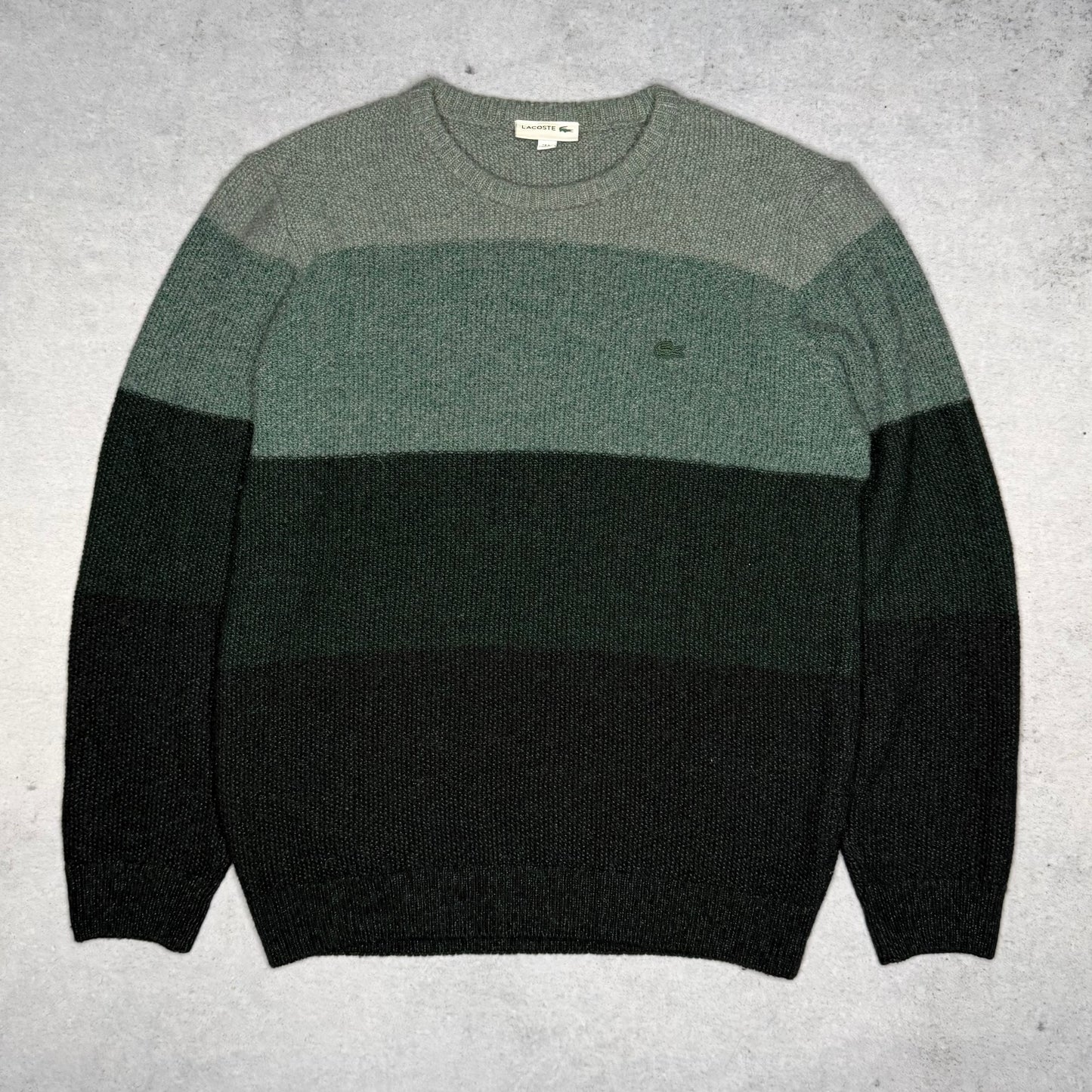 Lacoste Ribbed Knit Crewneck Sweater Color Block green (M)