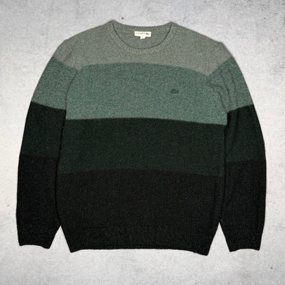 Lacoste Ribbed Knit Crewneck Sweater Color Block green (M)