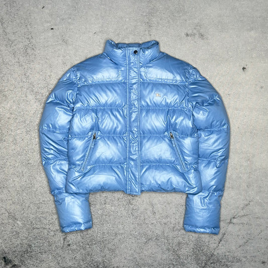 Burberry 00s Women's Cropped Puffer Jacket baby blue (M)