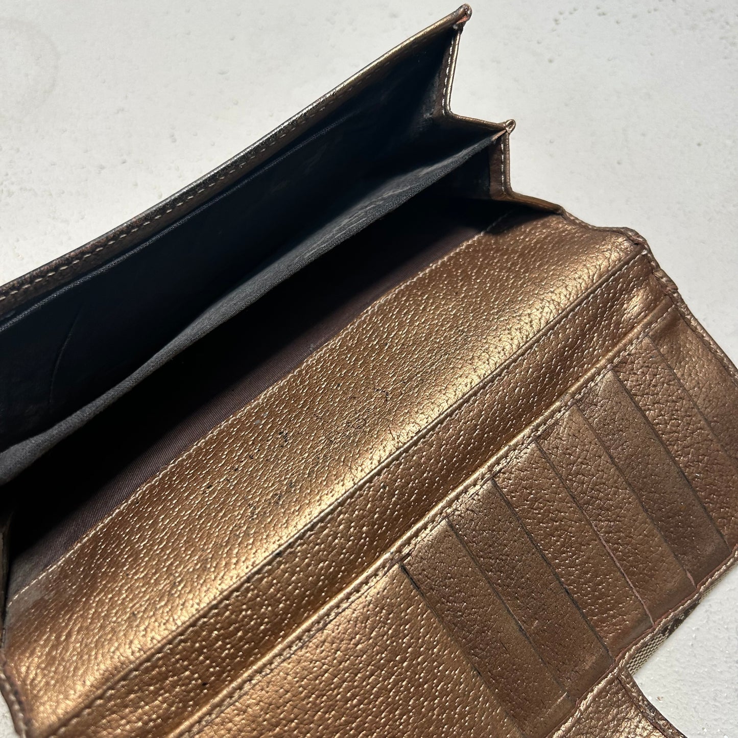 Gucci 00s Monogram Canvas GG Wallet Long Abbey + D-Ring