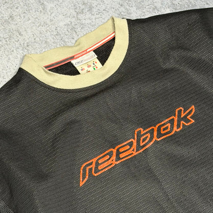Reebok Early 2000s Mesh Crewneck Sweater black Spellout (fits M)