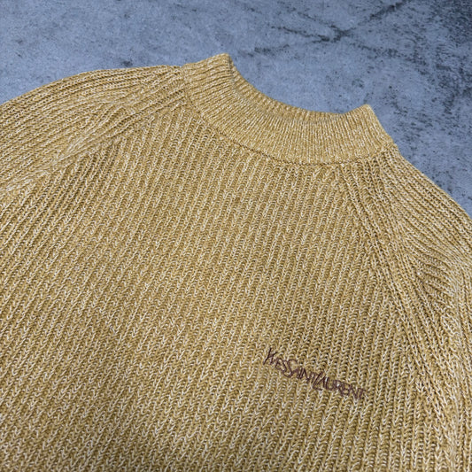 Yves Saint Laurent YSL Vintage Crewneck Heavy Knit Sweater brown (M)