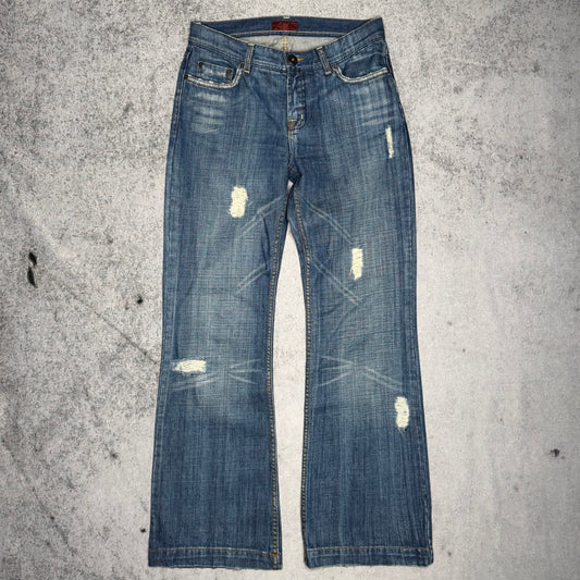 Oasis Y2K Distressed Low Rise Bootcut Denim (30/32)