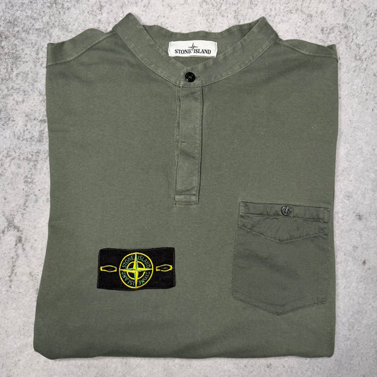 Stone Island Longsleeve Henley Shirt with Buttons green (XXL)