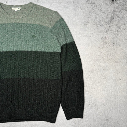 Lacoste Ribbed Knit Crewneck Sweater Color Block green (M)