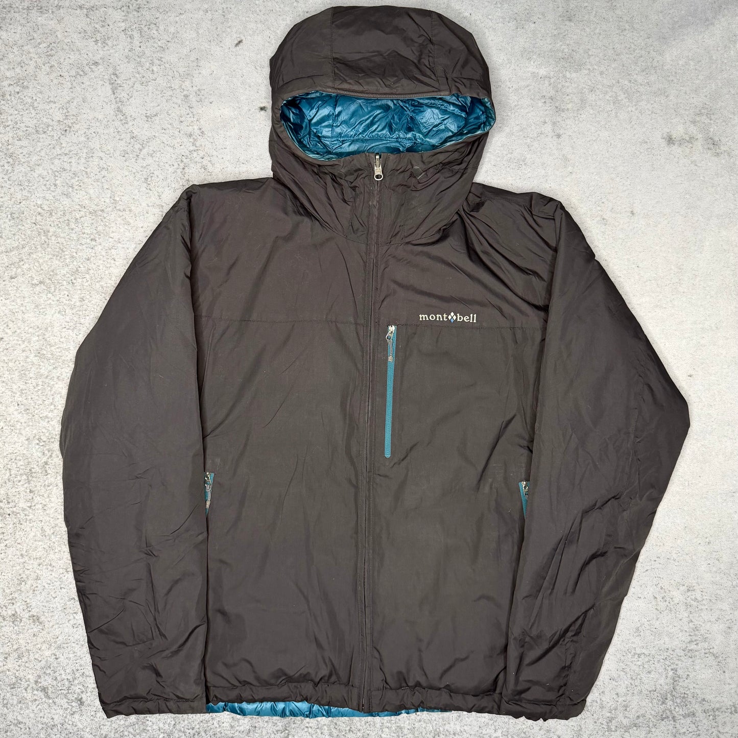 Montbell Japan Reversible Shell Puffer Jacket grey blue (fits L)