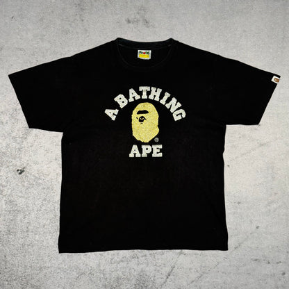 BAPE College Glitter Logo Tee Shirt gold/silver (M)
