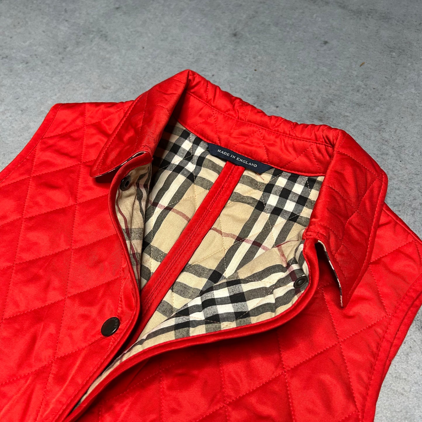Burberry Vintage Womens Quilted Gilet Vest red (S)