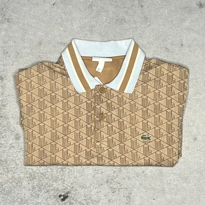 Lacoste Monogram Polo Shirt gold baby blue (L)
