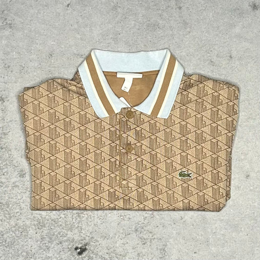 Lacoste Monogram Polo Shirt gold baby blue (L)