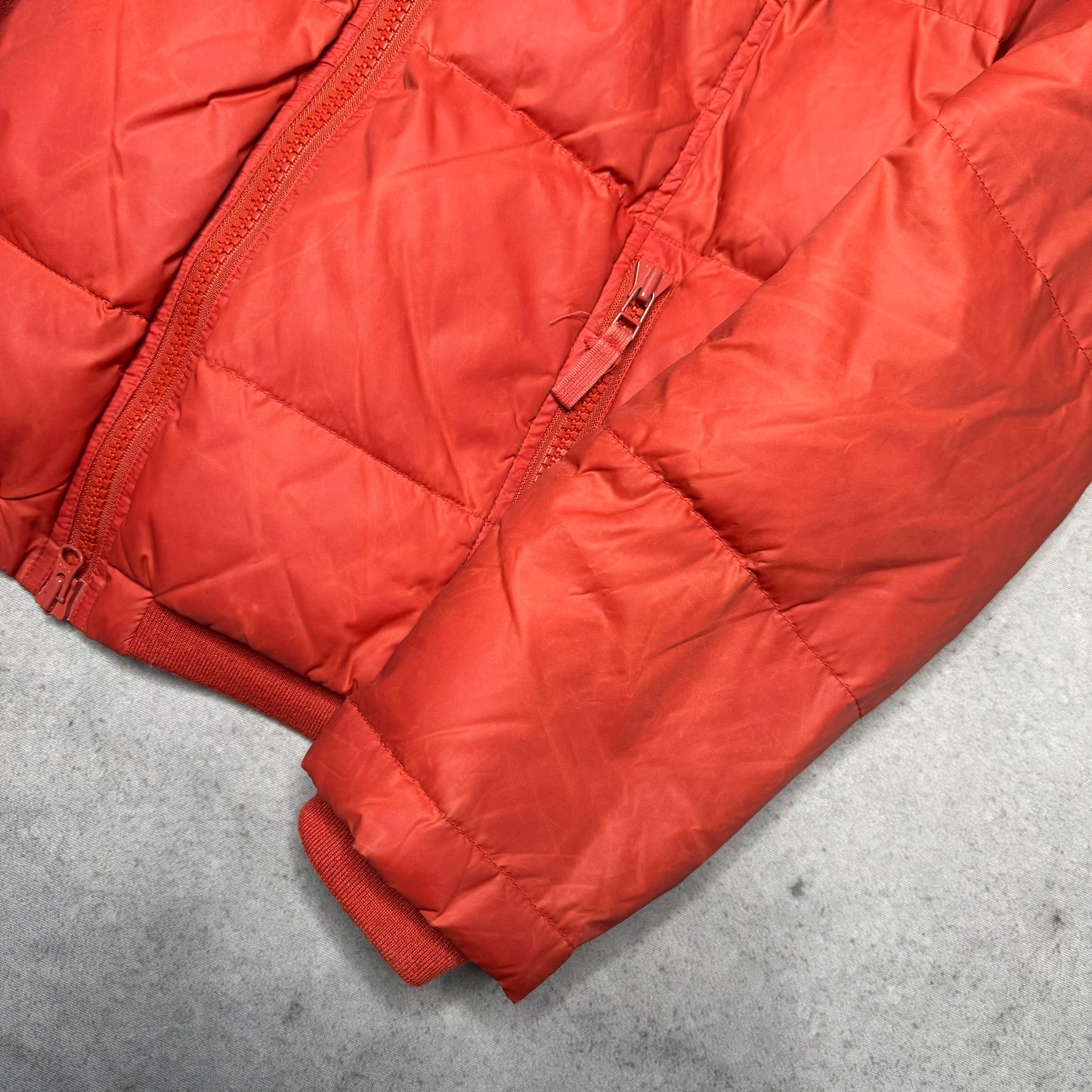 True Religion 00s Bomber Raccoon Fur Puffer Jacket red (fits S)