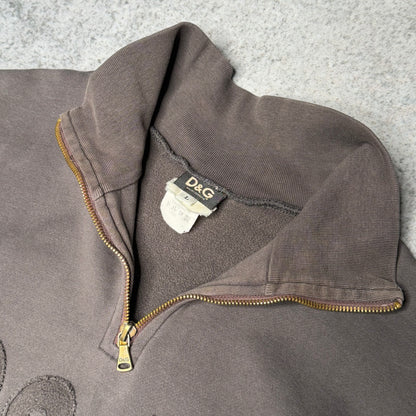 Dolce Gabbana 00s Quarter Zip Sweater Logo Embroidery (L)