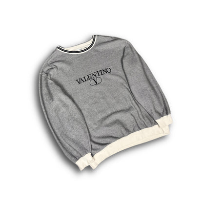 Valentino Vintage Crewneck Knit Sweater Garavani Logo grey