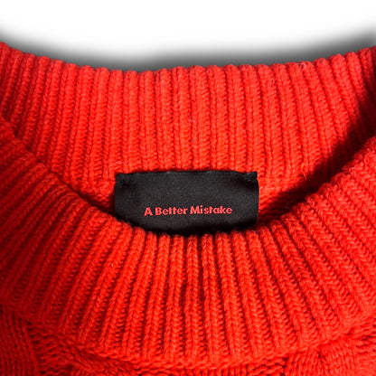 A Better Mistake Cable Knit Sweater orange