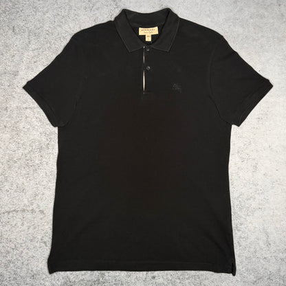Burberry Polo Shirt black w/ Nova Check lining collar (fits L)